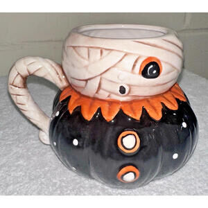 Johanna Parker Designs Transpac Halloween Ceramic Vintage Mummy Ghost Mug 🎃👻